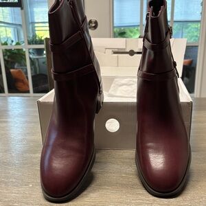 Womens Burgundy Leather Boots